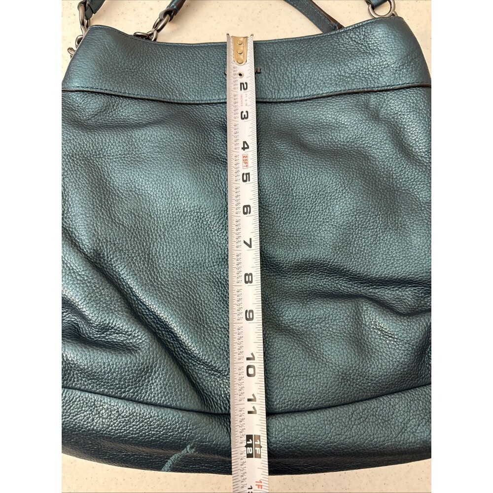 Coach 22209 Lexy Leather Chain Metallic Peacock Teal Tote Shoulder Bag Purse EUC - Picture 3 of 16